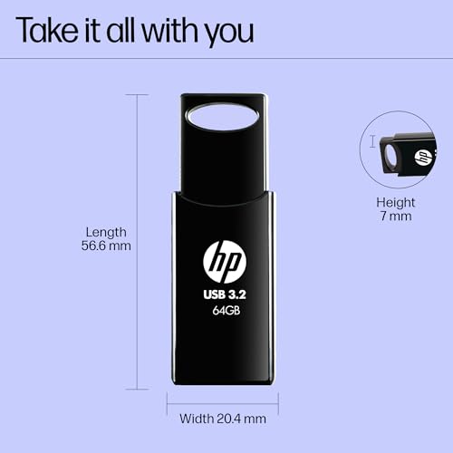 HP 712w 64GB USB 3.2 Flash Drive- Black view 2
