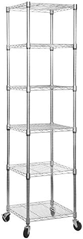 Shopfitting Warehouse Chrome Wire Shelving Unit with Wheels - 6 Shelves, H1875 x W450 x D450 mm
