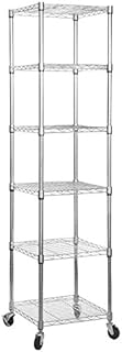 Shopfitting Warehouse Chrome Wire Shelving Unit with Wheels - 6 Shelves, H1875 x W450 x D450 mm