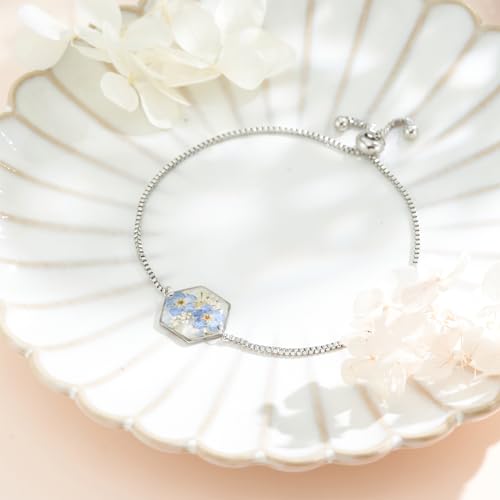 Forget Me Not Bracelet | Handmade Bracelets | Pressed Flower Bracelet For Women Trendy |Dainty Personalized Bracelet | Adjustable4