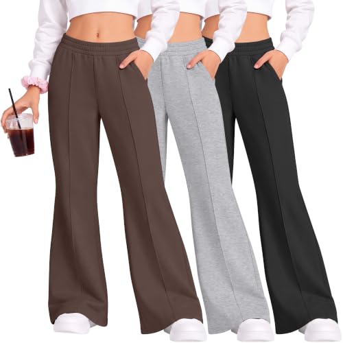 LessonZoo 3 Pack Girls Flare Legging Bootcut Sweatpant 5-14Y 3Color 7-8Y by LessonZoo - Used condition - US$34.99