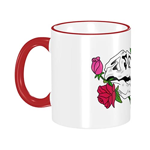FUCVNPZ Keramiktasse, Dinosaurierkopf und Blumenbecher, Keramikbecher, Tasse Kaffeetasse, einfach zu halten, Tasse für Kaffee Tee und Kakao Cover