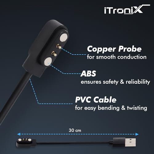 Image of iTronix Charging Cable For Fire Bollt Ninja Call Pro /Fire Bollt Ninja Call Pro Plus /Fire Bollt Ninja Call Pro Max Smartwatches
