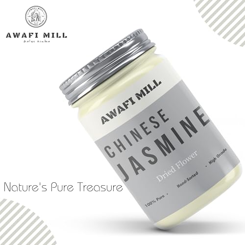 AWAFI MILL Chinese Jasmine Flower - Fragrant and Delicate - Premium Quality - Aromatic Tea Essential - Floral Infusion (Bottle of 250 gram / 9 Oz)