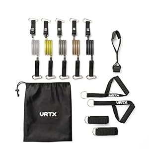VRTX Resistance Band Set 150 lbs Resistance Bands with Handles, 5 Tube Exercise Bands with Door Anchor, Carry Bag, Legs Ankle Straps, Bands for Working Out