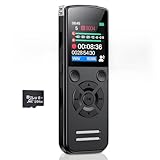 64GB Diktiergerät, EIN-Knopf Aufnahmegerät, Mini Voice Recorder 1536 Kbps für Meetings, Vorlesungen und Interviews, USB-C wiederaufladbar