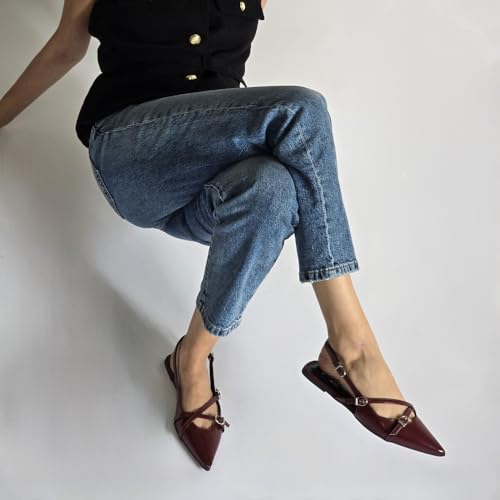 LUMINOSA Women’s Chic Slingback Flats with Buckle Detail2