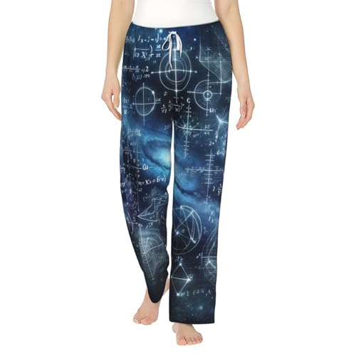 Pantalon de pyjama en polaire femme flanelle vêtement de nuit ciel étoilé math
