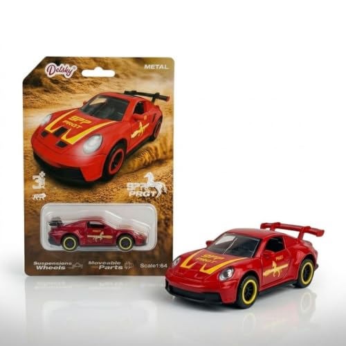 Image of 1:64 Scale Red Die Cast Metal Sports Car Model Toy Premium Collectible Miniature Replica with Realistic Detailing, Smooth Free Rolling Wheels for Display, Collection and Gift