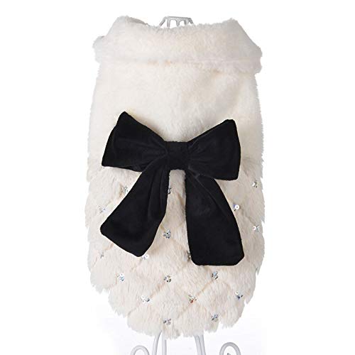 Roupas para cães de estimação de inverno de lantejoulas da moda elegante branco filhote de cachorro
