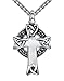 Men's Stainless Steel Celtic Cross Irish Knot Pendant Necklace, 24" Link Chain, aap160