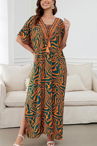 Vestido caftán para playa y piscina ideal como cubierta de bikini holgada 3