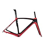✔ Art des Rennradrahmens. ZGYQGOO Vollcarbon rennrad Rahmen 700C Carbon rennrad Rahmenset UD matt rennrad Rahmen mit BB386 kopfhouml;rer (Rot),55cm