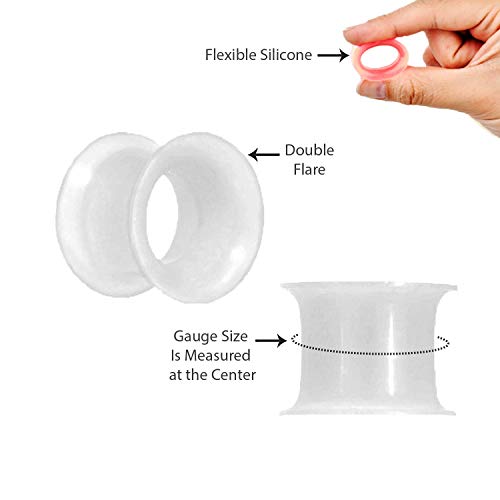 Bodyj4You 28Pc Big Gauges Kit Ear Lobe Stretching Set | Single Flare Tunnel Plugs Expander Tapers | 00G-22Mm Clear Acrylic Silicone Body Jewelry #TOP2