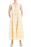 Gestufte Konstruktion Max Studio Damen Maxikleid mit Vichy-Muster Kleid, Gelb-8068-yf, Klein