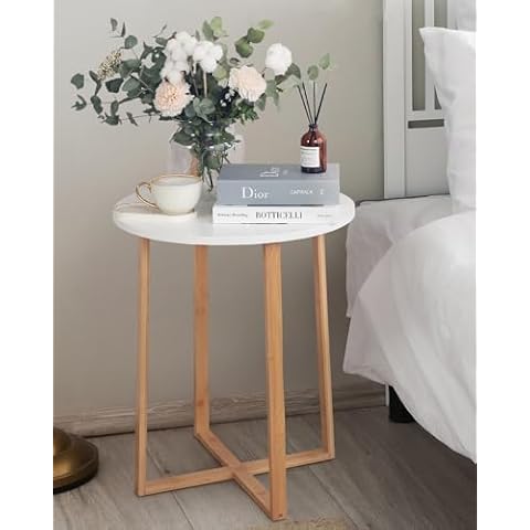Froppi Bamboo Round Side Table for Living Spaces Cover
