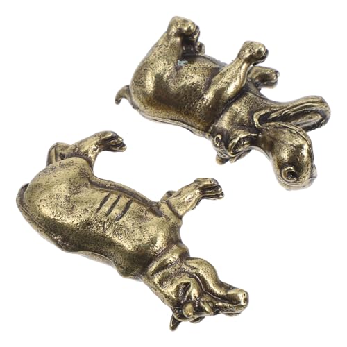 STOBAZA 2 Pezzi Statua Mini Ippopotamo in Zinco Vintage Miniatura Decorativa per Giardino Scrivania e Micro Paesaggio Scultura Animale Compatta per Interni ed Esterni