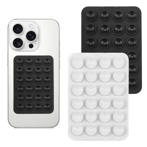 BinXiaoQin 2 Stück Silikon Handy Saugnapf,Silikon Saugnapf Handyhülle Handyhüllen,silikon Handyhalterung Saugnapf Handy Kleber Rückseite saugnapf,Octobuddy Phone Suction Handyhalter(Schwarz+Weiß)