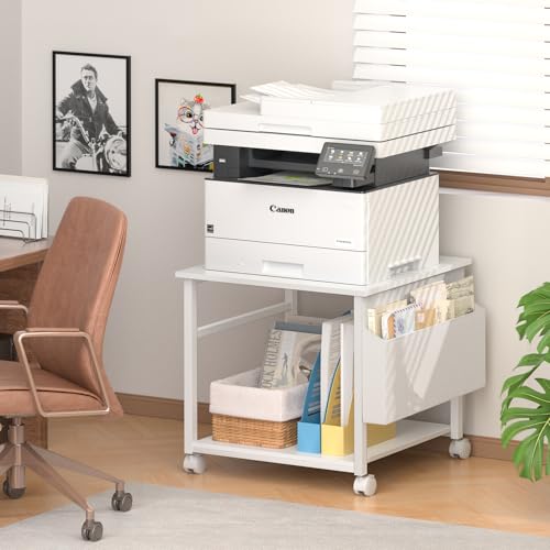 Image of Lerliuo White Large Printer Stand with Storage