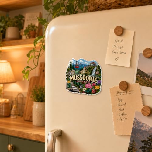 Image of Zesta Wooden Fridge Magnets Set | Refrigerator Decor Magnets for Kitchen | India Souvenir Fridge Magnet Collection | Wooden Magnet for Fridge Door Decoration (Mussorie)