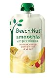 Beech-Nut Toddler Smoothies with Prebiotics, Banana Mango Passion Fruit & Yogurt Baby & Toddler Food Pouches, 3.5 oz (12 Pack)