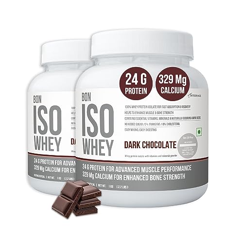 Image of 100% Protein Isolate, Dark Chocolate | 2 Kg, 66 Servings In Pack Of 2 | Muscle Strength And Bone Health | 24 Gram Protein, 329 Mg Calcium, 5.5 Gram Bcaa, Essential Vitamins, Minerals