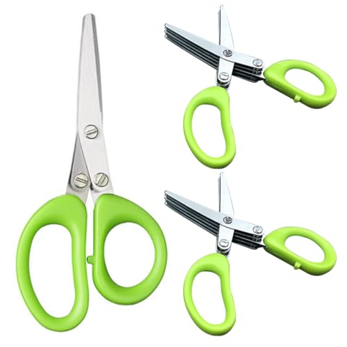 Forbici di erbe 5 forbici da cucina a lama 3pcs insalata in acciaio in acciaio a forbici ergonomiche a forbici taglienti lavabili forbici per taglio di peperoncino di peperoncino