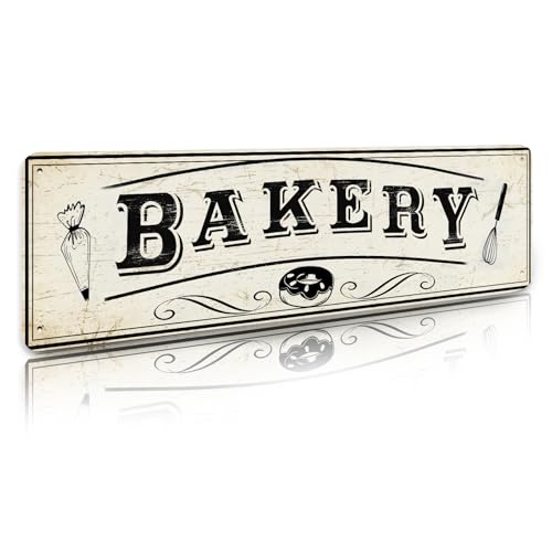 Bakery Sign Retro Store Tin Sign Vintage Decor Metal Poster 4×16 Inches For Kitchen Home Gifts For Cooking Lovers