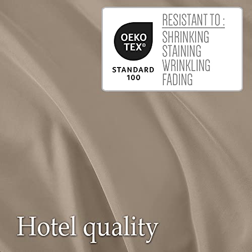 Lalaloom Twin Bed Sheet Set, Soft Microfiber Hotel Luxury Bedding, Extra Deep Pocket, 3 Piece Sheets And Pillowcase Sets, Breathable Wrinkle, Fade Resistant, Easy Care Machine Washable Linen, Taupe #TOP4