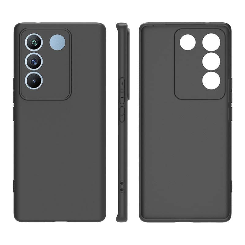 Rubber Soft Silicon for Vivo V27, Flexible Soft Silicon Candy, Scratch Resistant Back Case Cover for Vivo V27 - Black