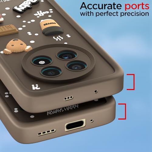 Image of Pikkme Back Cover for Realme 13 Pro / 13 Pro Plus 5G | Cute Fun Cartoon 3D Bear Silicone Full Body Protection Bumper Case (Brown)