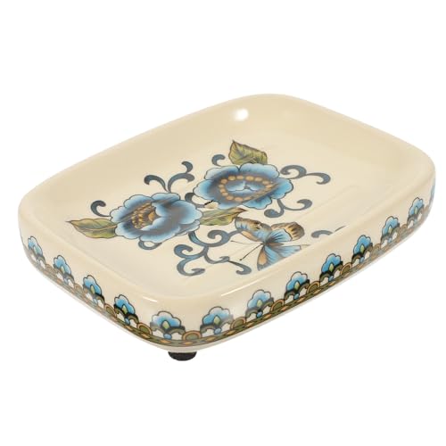 Tofficu Jabonera Cerámica con Diseño de Estilo Palaciego Soporte Drenante para Barra de Jabón Resistente y Fácil de Limpiar para Baño y Lavabo Decorativo