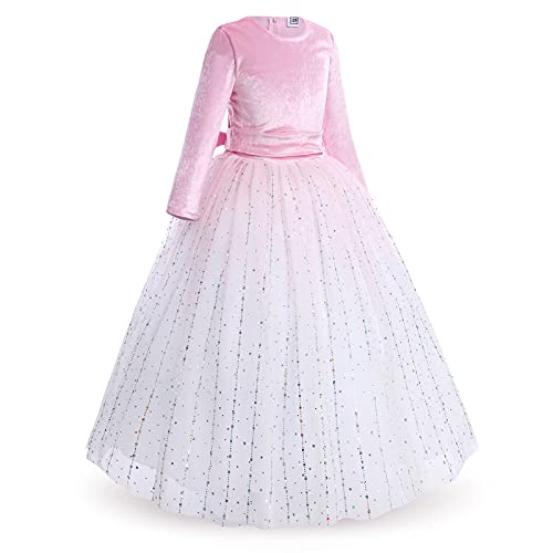 ODOLDI Velvet Flower Girl Dresses 3/4 Sleeve Princess Party Long Dresses Wedding Bridesmaid Pageant Fall Ball Gown Dresses2