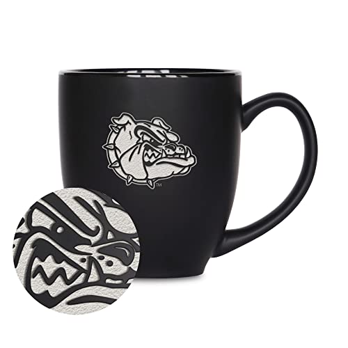 Rico Industries NCAA Gonzaga Bulldogs - Zags Main 15oz Laser Engraved Matte Black Ceramic Bistro Mug - For Hot or Cold Drinks