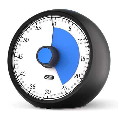 Temporizador Visual para Niños 60 Minutos – Analógico Silencioso de Cuenta Atrás Herramienta de Enfoque TDAH/Autismo, Gestión del Tiempo para Deberes, Tareas, Oficina, Cocina (Nero Azul)