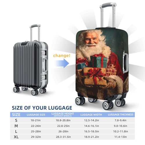 Santa Claus Holding Presents Vintage Elastic Travel Luggage Covers Dustproof Scratch-Resistant Suitcase Protector Fit 22-24 Inch4