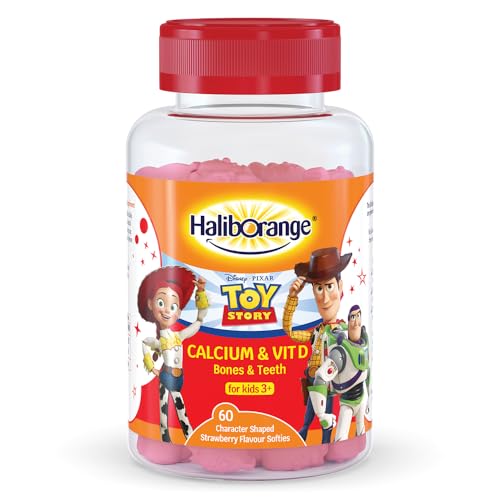 Haliborange Disney Pixar Toy Story Calcium et Vitamin D Softies for Kids 3+, 60 Strawberry Gummies – Supports Bone et Teeth Health – Character-Shaped Chewable