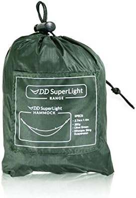 DD Hammocks SuperLight Hammock - Very Lightweight And Portable Hammock For Backpacking Hiking And Bikepacking Adventure Olive Green