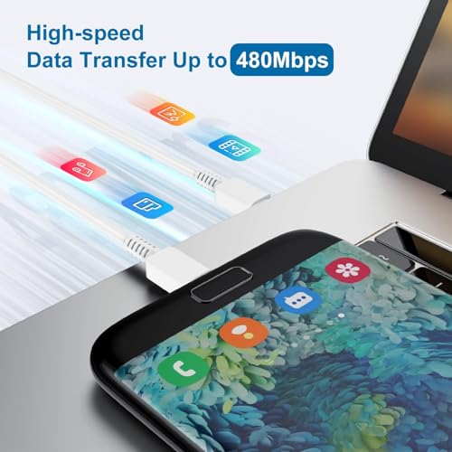 Image of GWINGS Samsung 25W Original Type C to C 1M Fast Charging USB C Cable High-Speed & Data Transfer Compatible with Samsung S25 /S25+ /S24 /S24+ /S23 /S23+ /S22 /5G /Ultra /Plus /Fe /Edge /S- Type-C Cord (White)