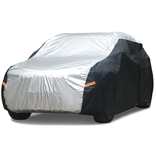 XicBoom 210T Cubierta de Coche SUV Impermeable para Todo Clima al Aire Libre, 2 Capas de Cubierta Completa, protección contra el Sol, la Lluvia y la Nieve UV con Cremallera