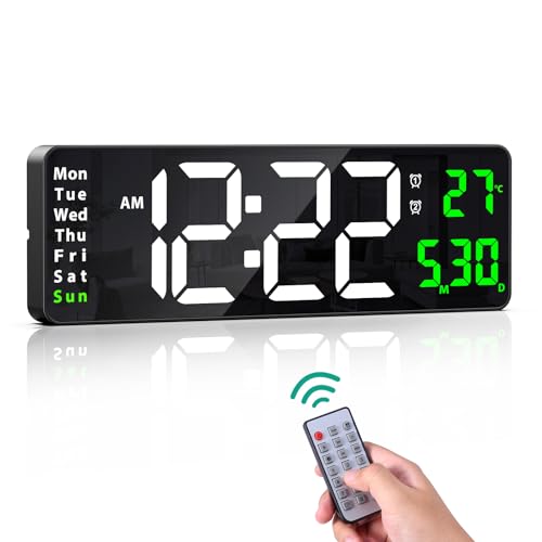 ORIA 16" Digital Wall Clock Large Display, LED Wall Clock with Remote Control