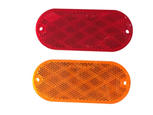 Image of MAXXHAUL 50016 20-Pack Oval Reflectors 10 Red - 10 Amber Self Adhesive Or Drill Mount - DOT, 20 Pack