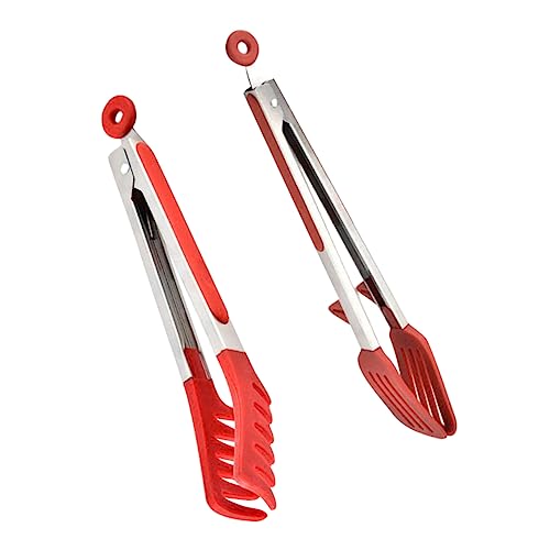 STOBAZA 2 piezas Pinzas de Silicona para Alimentos con Diseño Forma de Peine Herramienta de Cocina para Espaguetis Barbacoa y Uso Doméstico Restaurantes Resistentes y Color Aleatorio