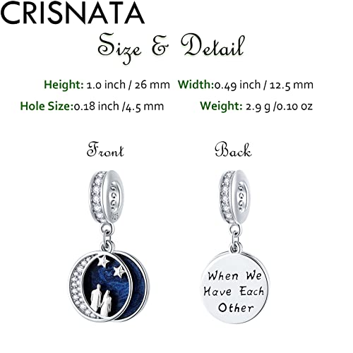 I Love You to the Moon and Back Pendant Charms, Fit Pandora Valentines Bracelet, 925 Sterling Silver Couple on Starry Night Sky CZ Necklace Beads, Gift for First Mothers Day2