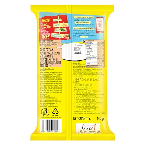 Image of MAGGI 2-Minute Instant Noodles, Favourite Masala Taste, Masala Noodles With Goodness Of Iron, Made With Choicest Quality Spices, 140g /150g Pouch (weight may vary) (Pack of 3)