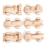 Sjfbebsy Holzautos zum Bemalen, 6-teiliges Bastelset aus natürlichem Holz, DIY-Graffiti-Mini-Rennwagen für Jungen und Mädchen, Holzbausätze für Kinder