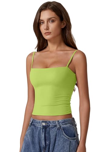 Image of QINSEN Women's Double Lined Basic Tank Top Adjustable Spaghetti Straps Sleeveless Camisole Shirts