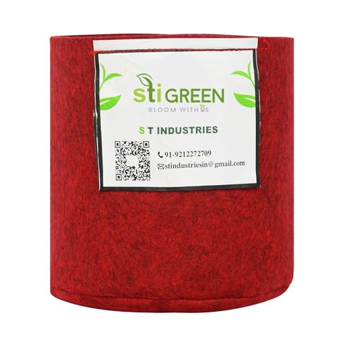 Image of Geo Fabric Grow Bags for Plants 6X6 Inch (Pack of 1) | 400 GSM Heavy Duty UV-Protected Round Maroon Colour Plant Bags for Terrace and Vegetable Gardening | Strong & Reusable|