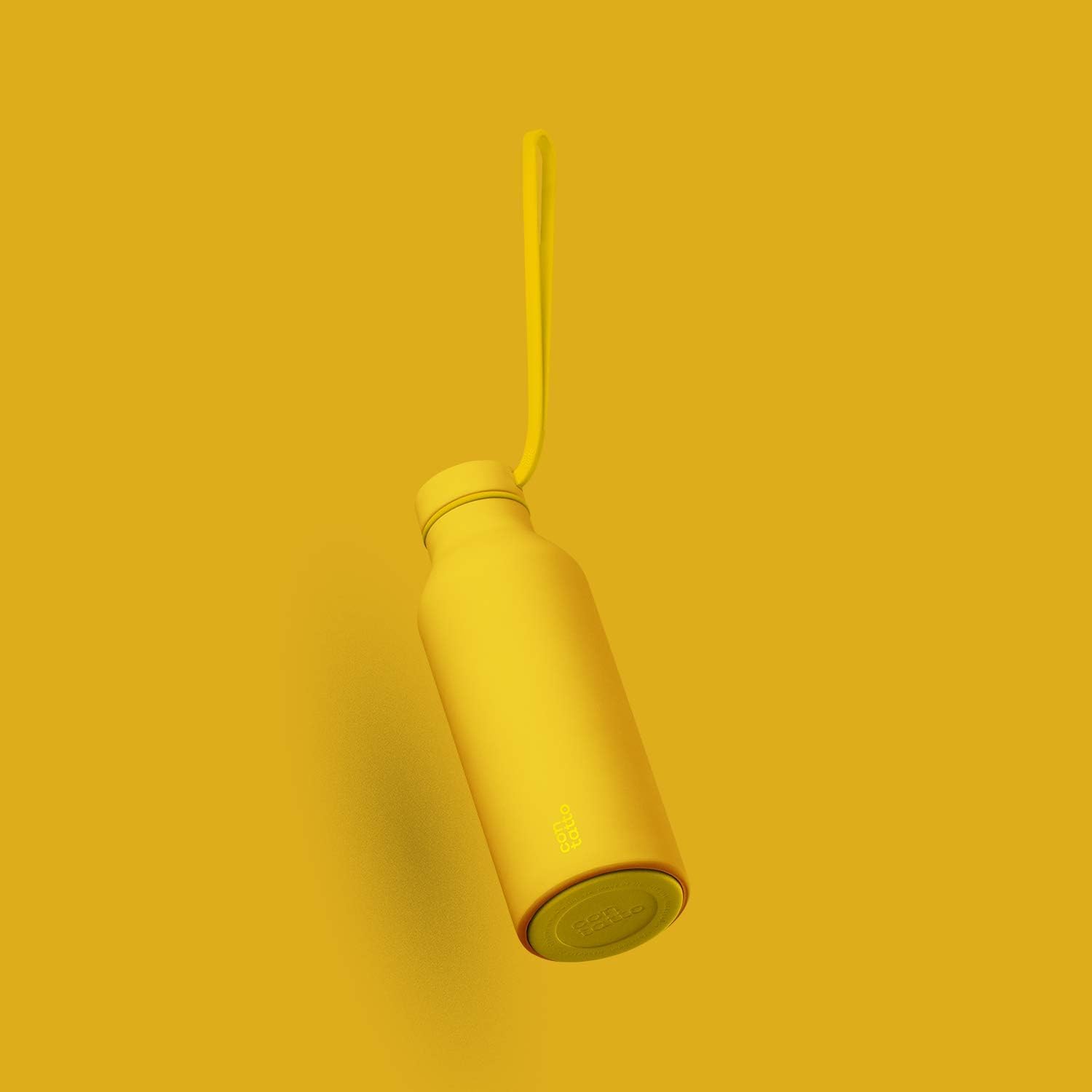 con-tatto Bottle Bottiglia termica in Acciaio e Rame 500ml - Borraccia Termica - Bevande fredde per 25 ore e calde per 15 ore - Fascia e Tappo Sport Lid inclusi! (Amalfi Lemon)