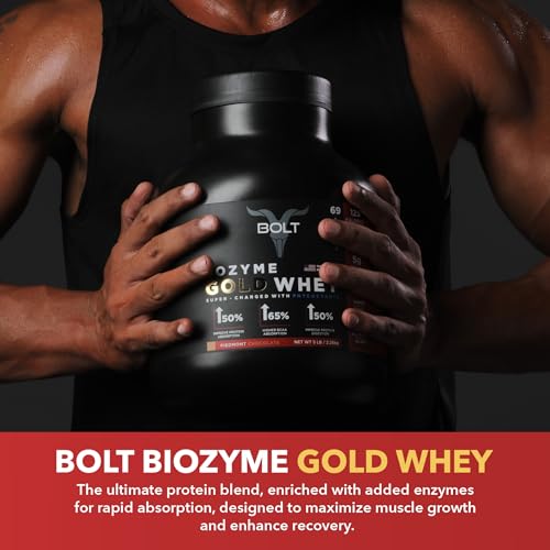 Image of Bolt Bozyme Gold Whey Protein Powder With Superfood Phycocyanin | 26 gm protein | 5g BCAA| 5lb /2.268 kg (69 Servings) | Malai Kulfi